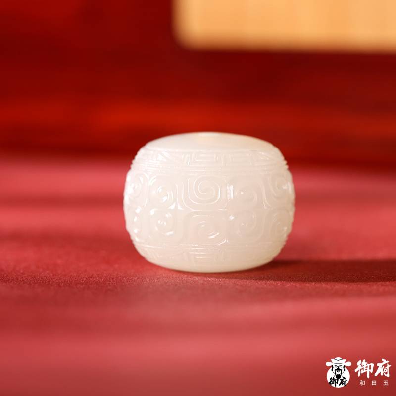 新疆和田玉原毛孔皮白玉籽玉仿古配饰 桶珠 14.7克 实拍图5