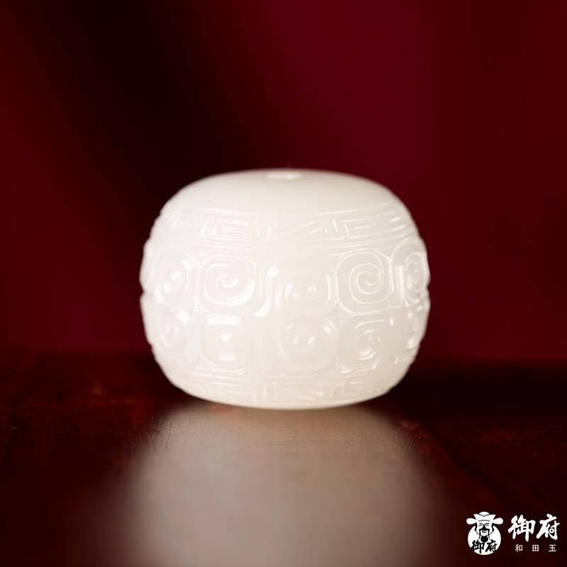 新疆和田玉原毛孔皮白玉籽玉仿古配饰 桶珠 14.7克 实拍图1