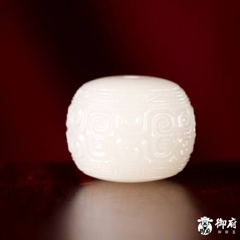 新疆和田玉原毛孔皮白玉籽玉仿古配饰 桶珠 14.7克 实拍图6