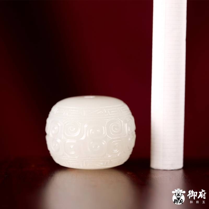 新疆和田玉原毛孔皮白玉籽玉仿古配饰 桶珠 14.7克 实拍图9